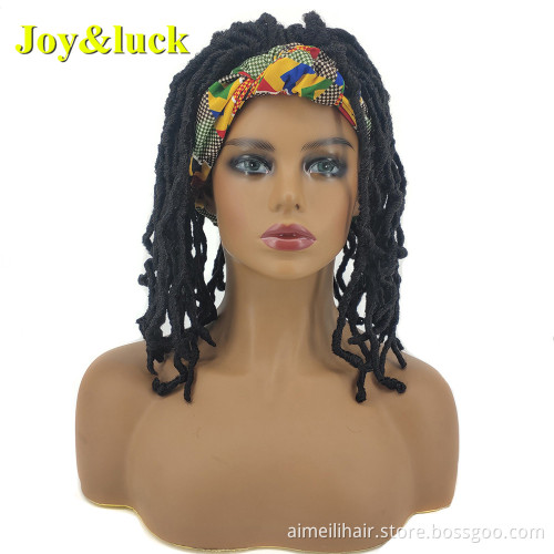 Wholesale Wigs Ladies Hair Ombre Hairband Curly Short Dreadlocks Braided Headband Wigs for Black Women Synthetic Hair Wigs